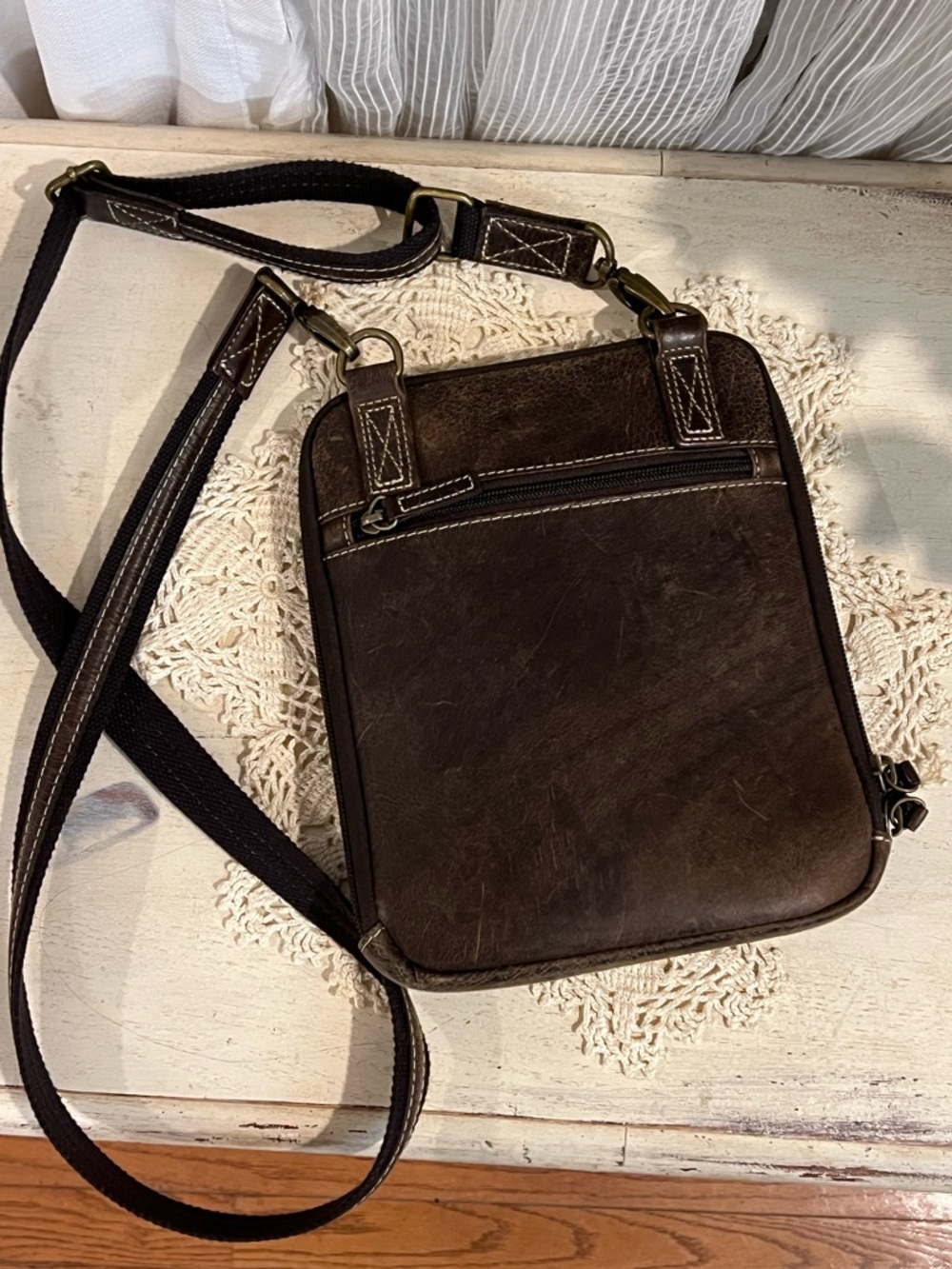 Gun Tote’n Mamas Brown Leather Crossbody Concealed Carry Purse Adjustable Strap